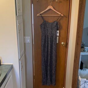 Navy and White Spaghetti Strap Maxi Dress